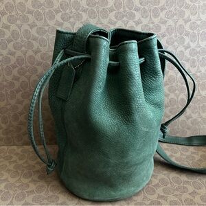 Vintage Coach Sonoma Green Leather Drawstring Bucket Backpack